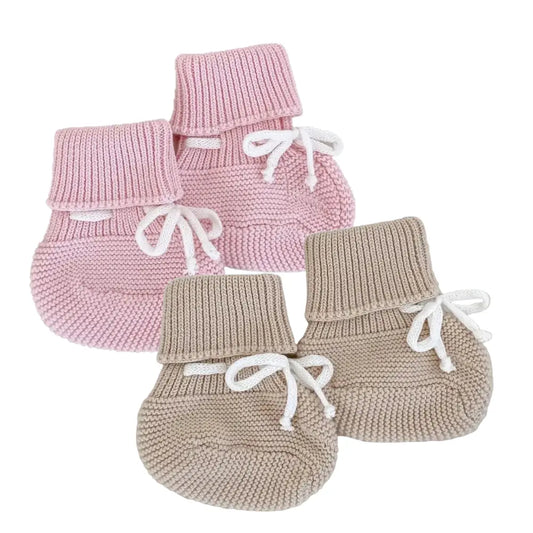 Infant Woven Booties Pink Poodle Designz