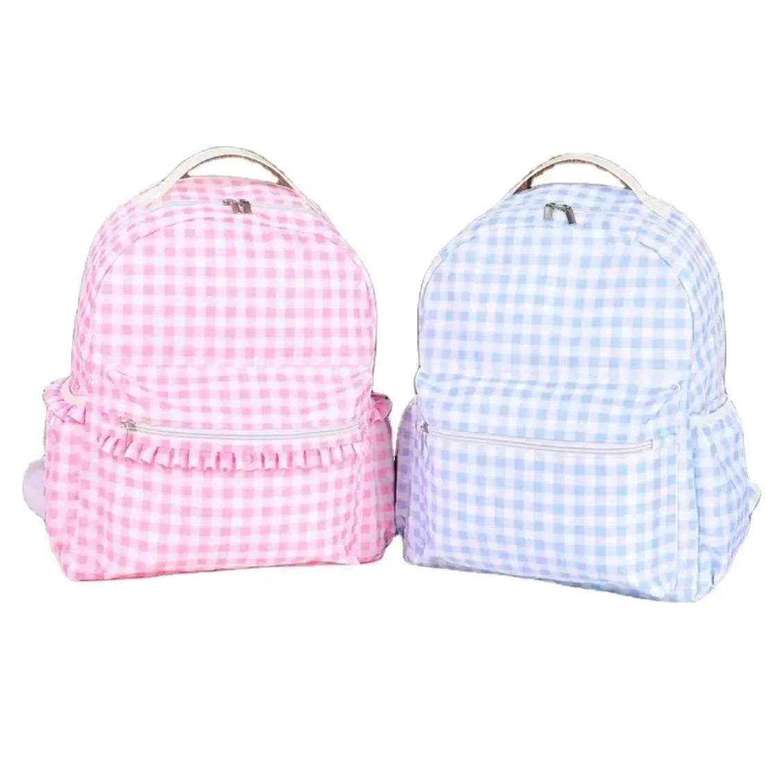 Kids Gingham Backpack Pink Poodle Designz