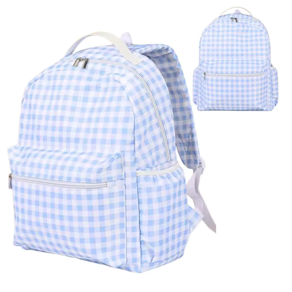 Kids Gingham Backpack Pink Poodle Designz