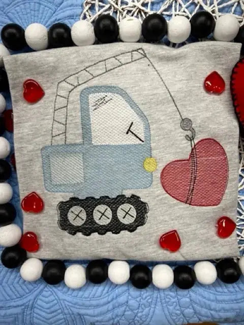 Kids Valentine Tractor Sweatshirt Pink Poodle Designz