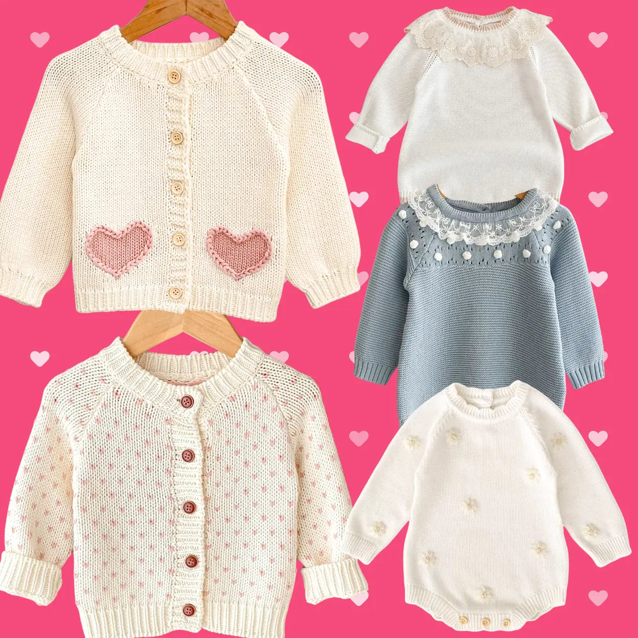 NEW Spring Cardigans & Sweater Rompers Perfect For Easter Or Valentine’s Day! Pink Poodle Designz