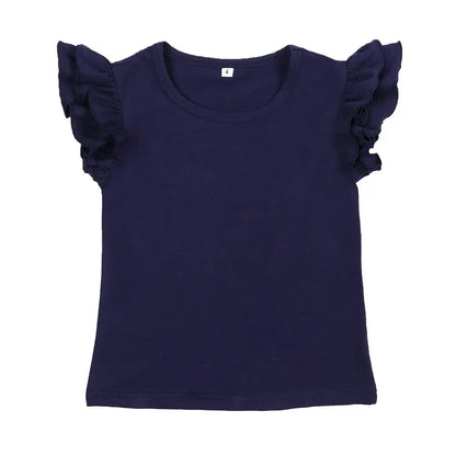 Navy Double Flutter T Shirt Pink Poodle Designz