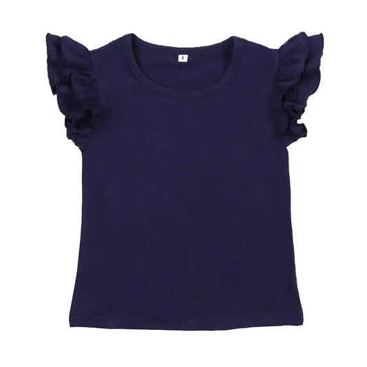 Navy Double Flutter T Shirt Pink Poodle Designz