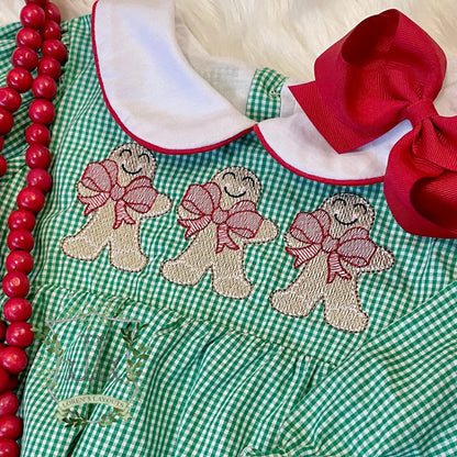 PPD Boutique Christmas 2023 Girl’s Green Gingham Collection Pink Poodle Designz