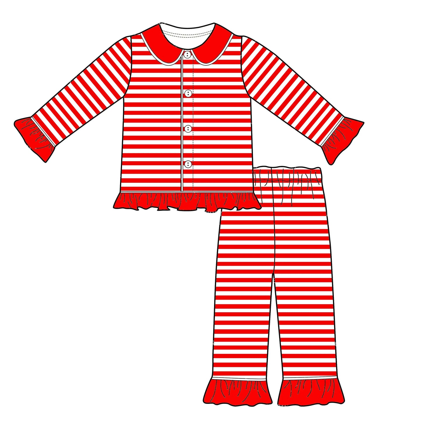 PREORDER- Christmas 2023 Pajamas- Girls 2pc Ruffle Pajamas- ***CLOSING 8/26*** Pink Poodle Designz