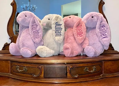 PREORDER 16” Embroidered Plush Bunnies Pink Poodle Designz