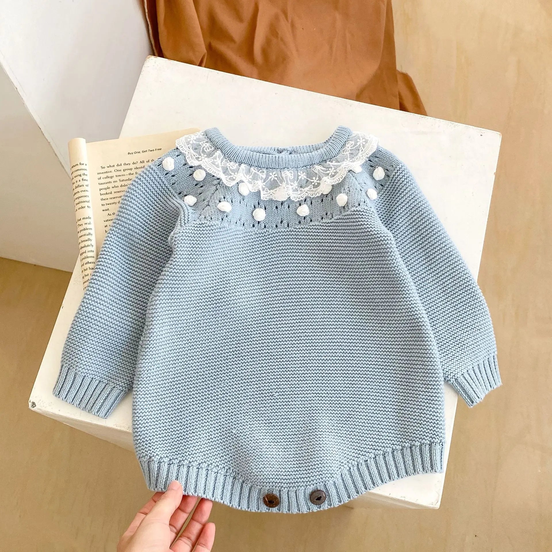 PREORDER Boutique Style Sweater Bubble Rompers Pink Poodle Designz