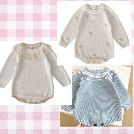 PREORDER Boutique Style Sweater Bubble Rompers Pink Poodle Designz