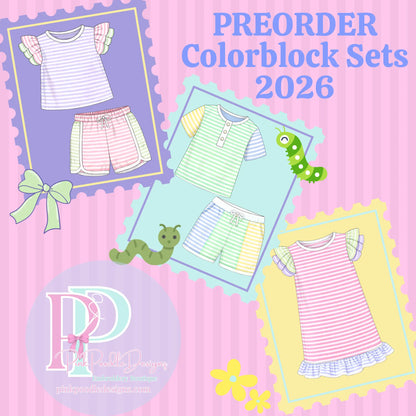 PREORDER-COLOR BLOCK STRIPED PLAY SETS Pink Poodle Designz