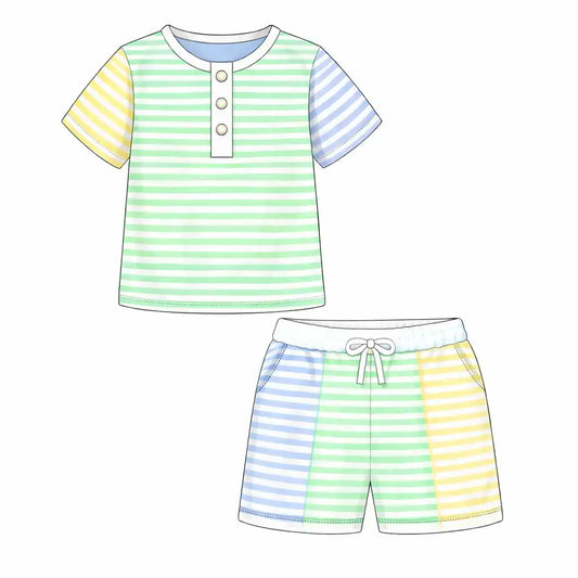 PREORDER-COLOR BLOCK STRIPED PLAY SETS (Copy) Pink Poodle Designz