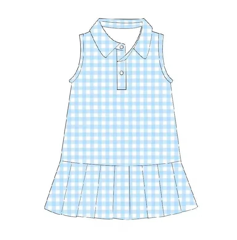 PREORDER Girls Gingham Tennis Dress Pink Poodle Designz