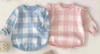 PREORDER Infant Checkered Sweater Bubble (Copy) Pink Poodle Designz