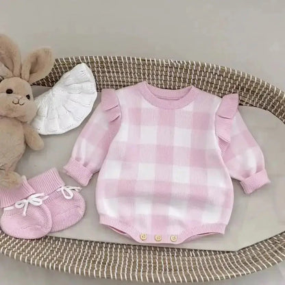 PREORDER Infant Checkered Sweater Bubble (Copy) Pink Poodle Designz