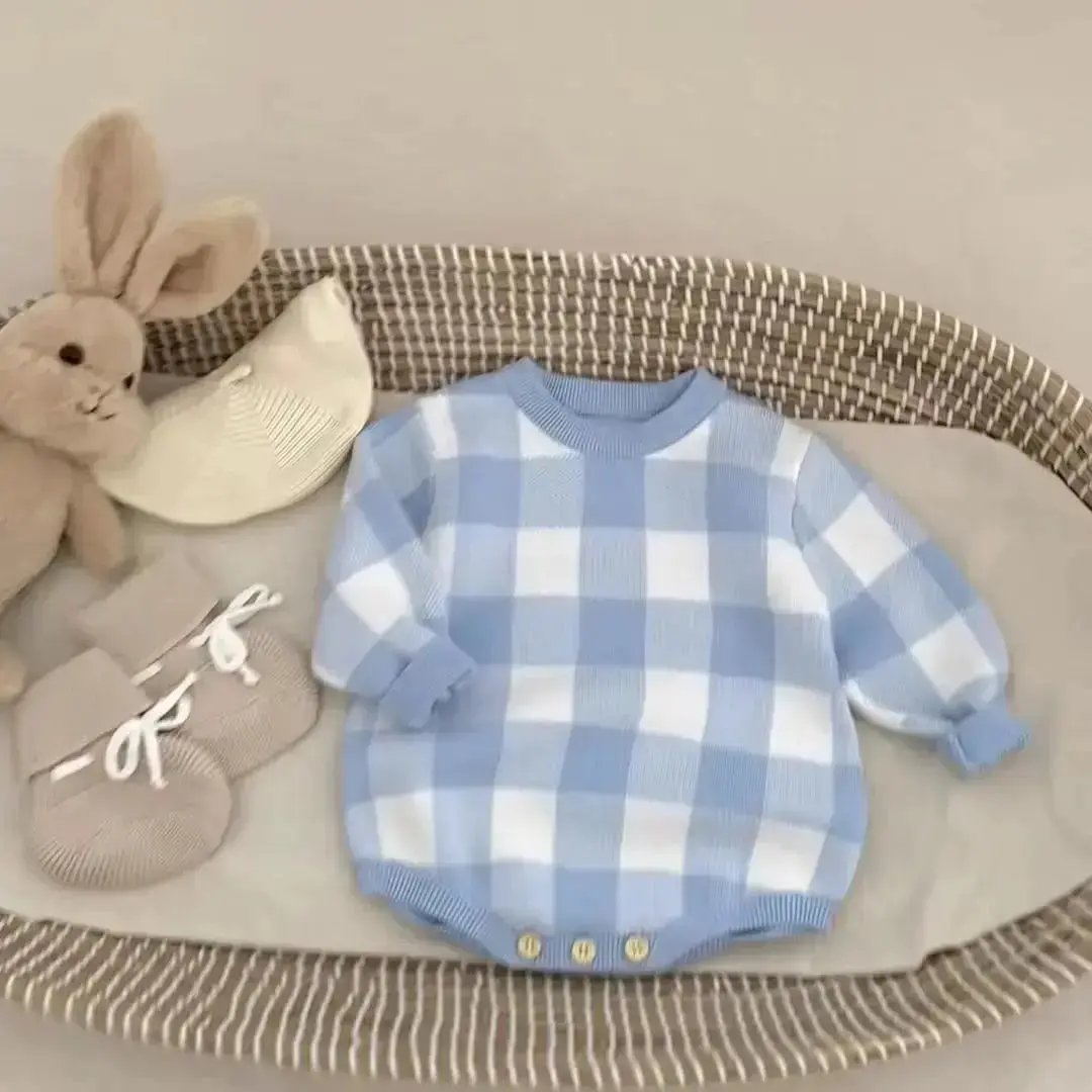 PREORDER Infant Checkered Sweater Bubble (Copy) Pink Poodle Designz