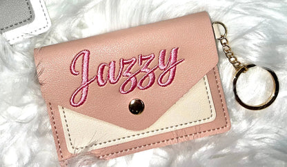 Personalized Vegan Leather Wallet Card Holder Pink Poodle Designz