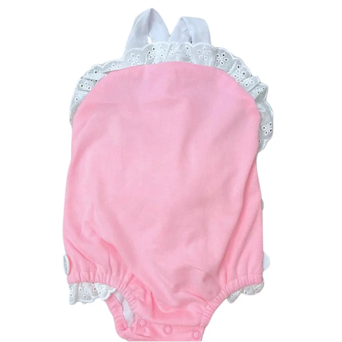 Pink Sunsuit With White Eyelet Trim Pink Poodle Designz