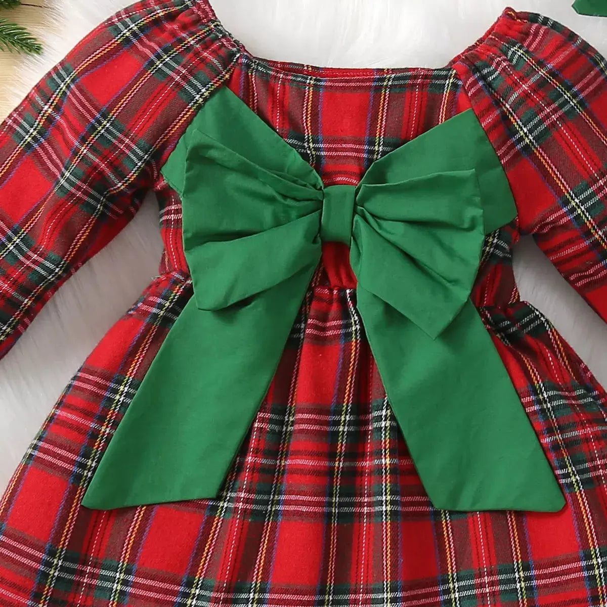 Red Flannel Christmas Dress With Matching Hair Ribbon Pink Poodle Designz