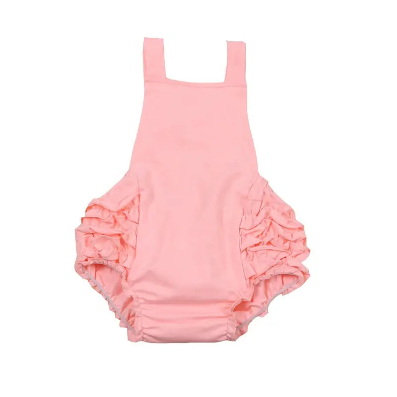 Ruffle Cross Back Halter Sunsuit Pink Poodle Designz