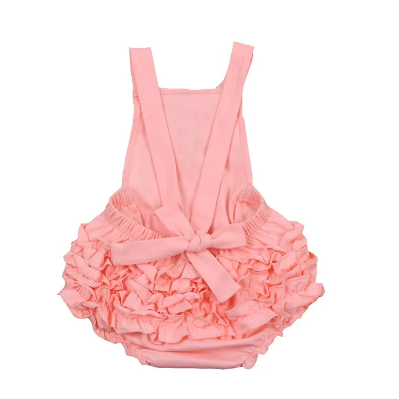 Ruffle Cross Back Halter Sunsuit Pink Poodle Designz