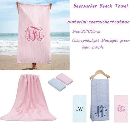 Seersucker Beach Towels Pink Poodle Designz