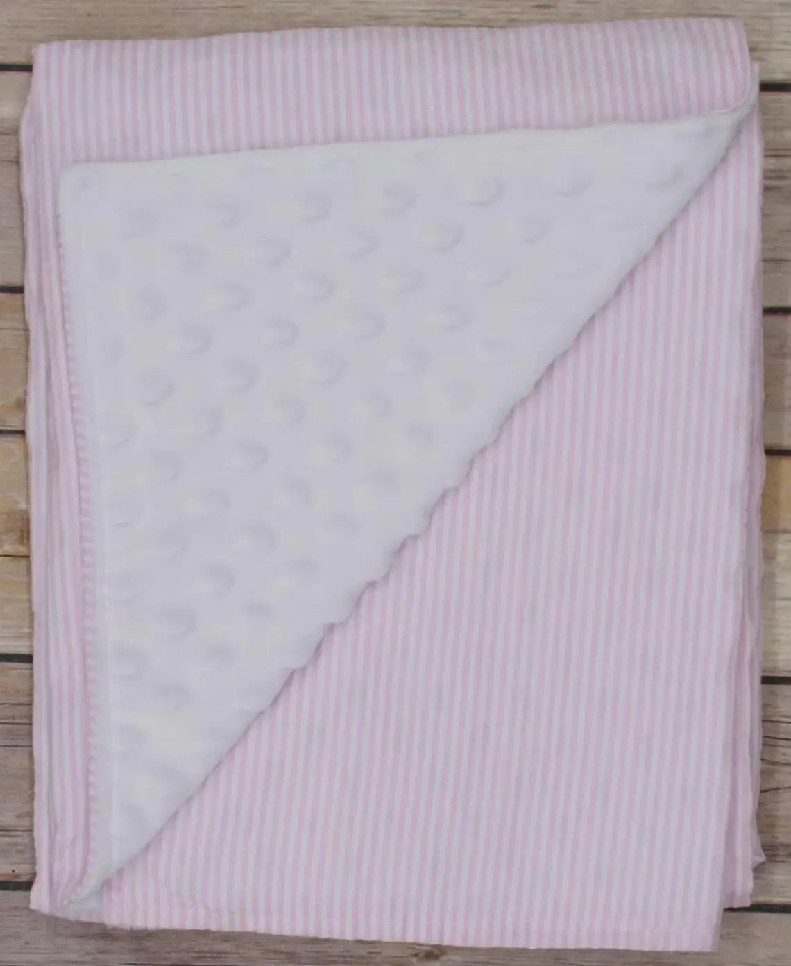 Seersucker Minky Infant Blanket Pink Poodle Designz