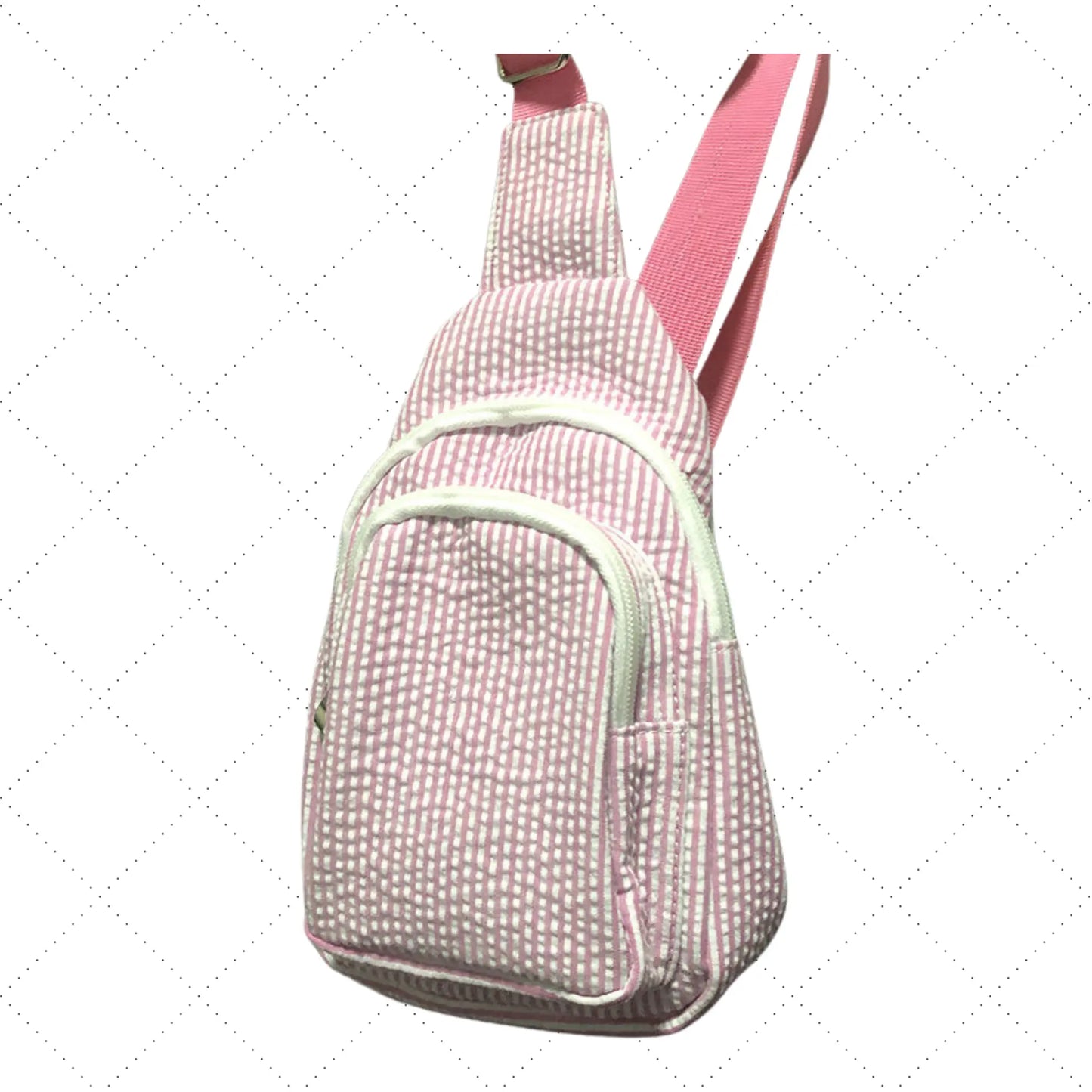 Seersucker Shoulder Messenger Chest Bag With Lining Pink Poodle Designz