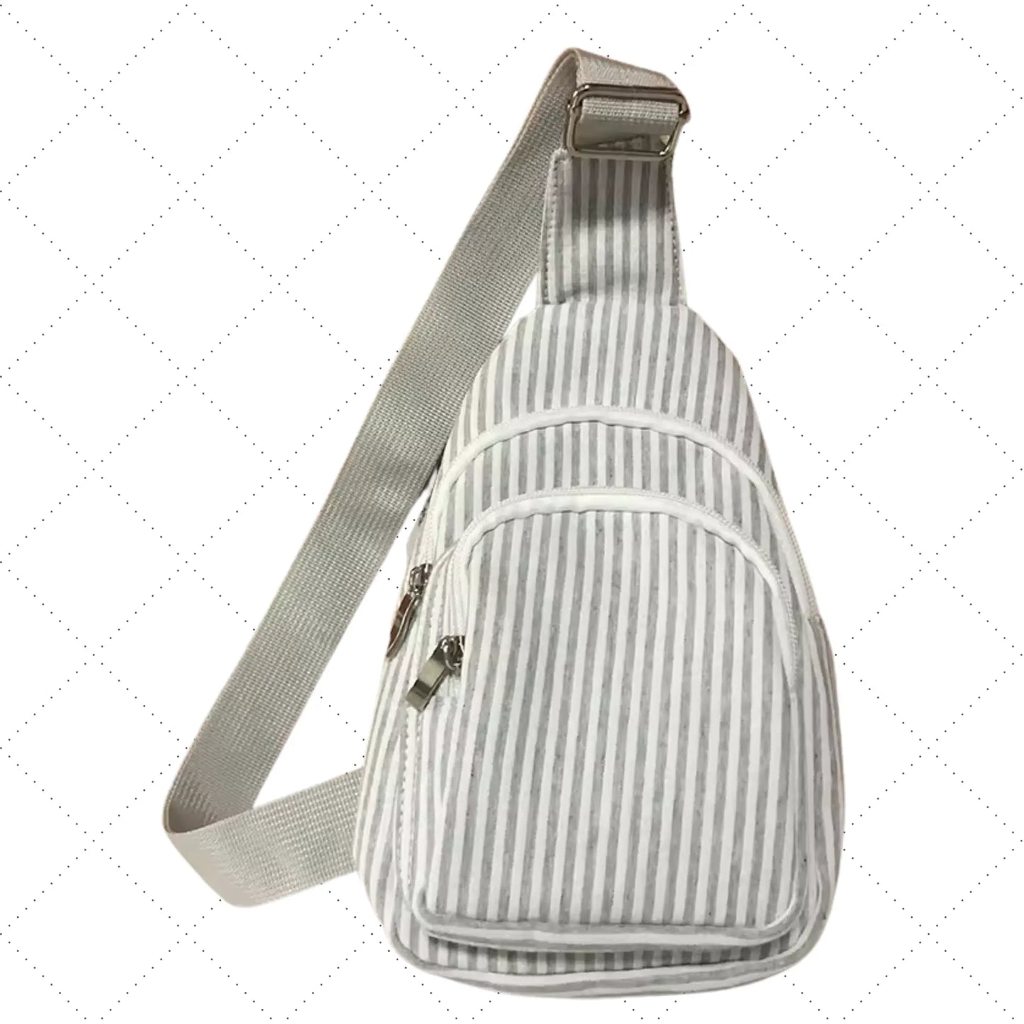 Seersucker Shoulder Messenger Chest Bag With Lining Pink Poodle Designz