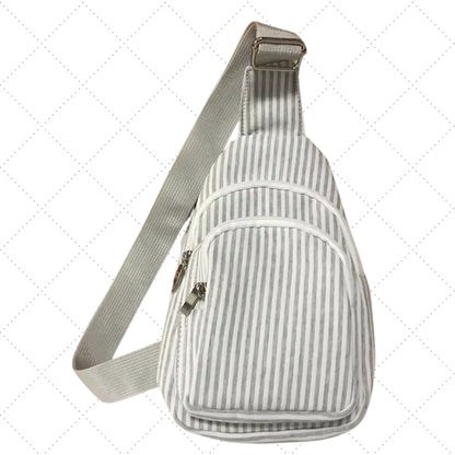 Seersucker Shoulder Messenger Chest Bag With Lining Pink Poodle Designz