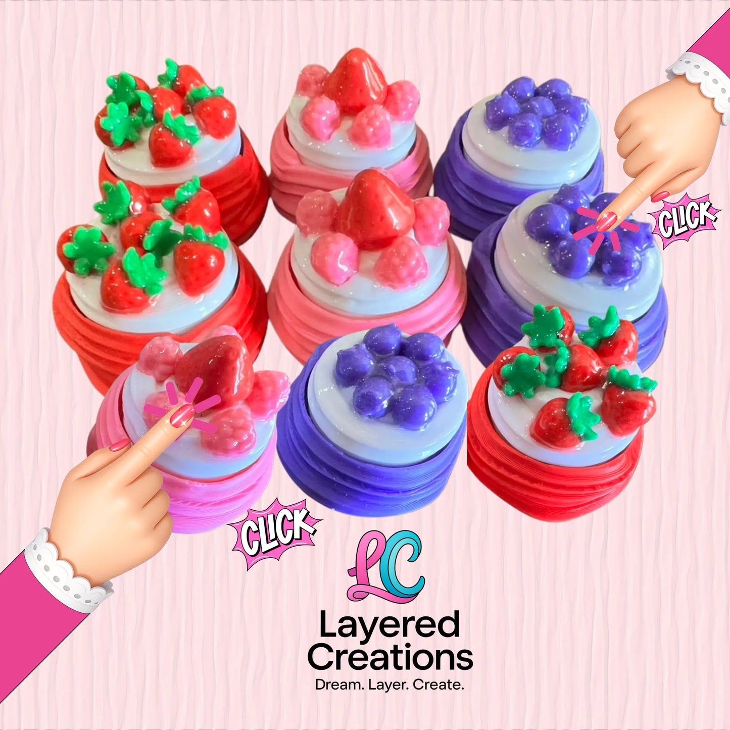 Sweet Fruit Tarts Clicker Pink Poodle Designz