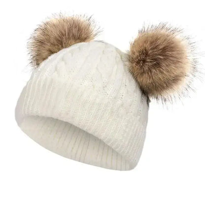 Toddlers Double Pom Pom Beanie Pink Poodle Designz