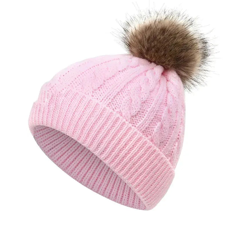 Toddlers Double Pom Pom Beanie Pink Poodle Designz