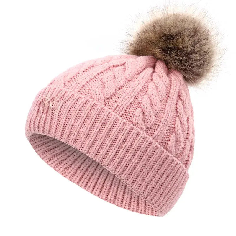 Toddlers Double Pom Pom Beanie Pink Poodle Designz