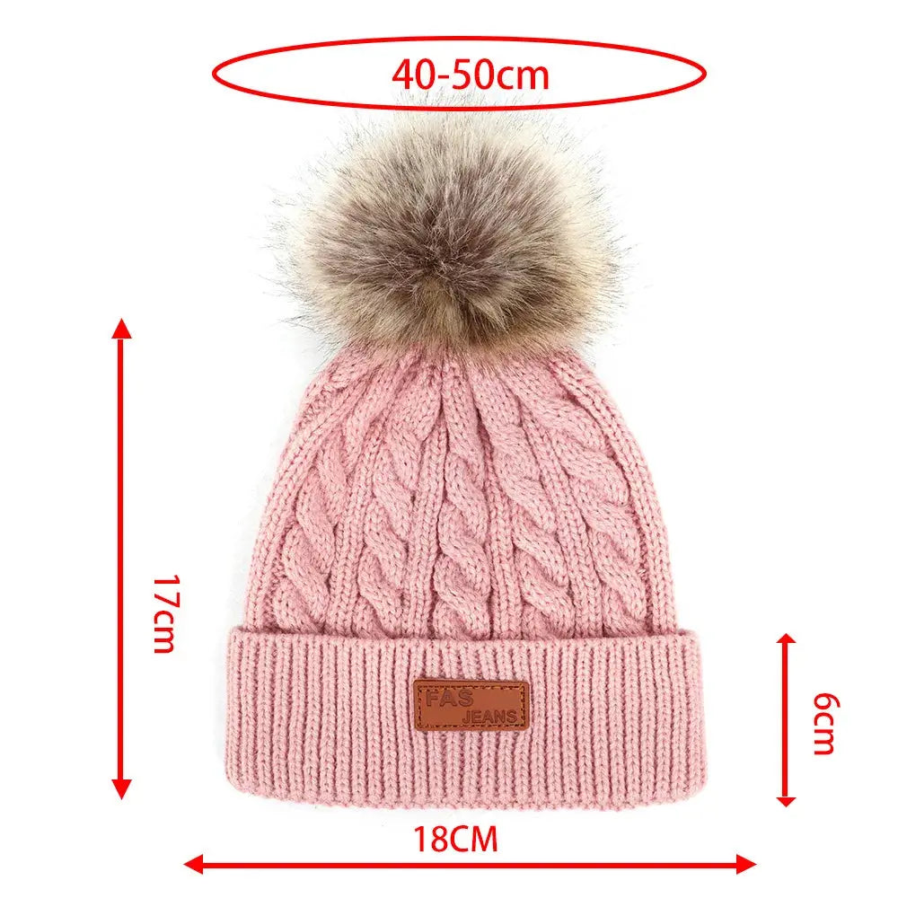 Toddlers Double Pom Pom Beanie Pink Poodle Designz