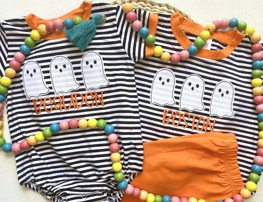 Unisex Black & White Stripe Fall Bubble Trimmed in Orange Pink Poodle Designz