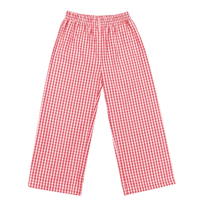 Unisex Gingham Pants Pink Poodle Designz