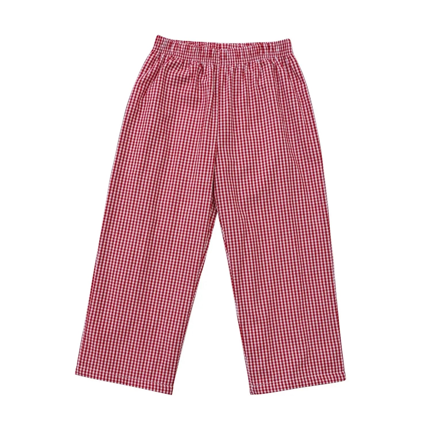 Unisex Gingham Pants Pink Poodle Designz