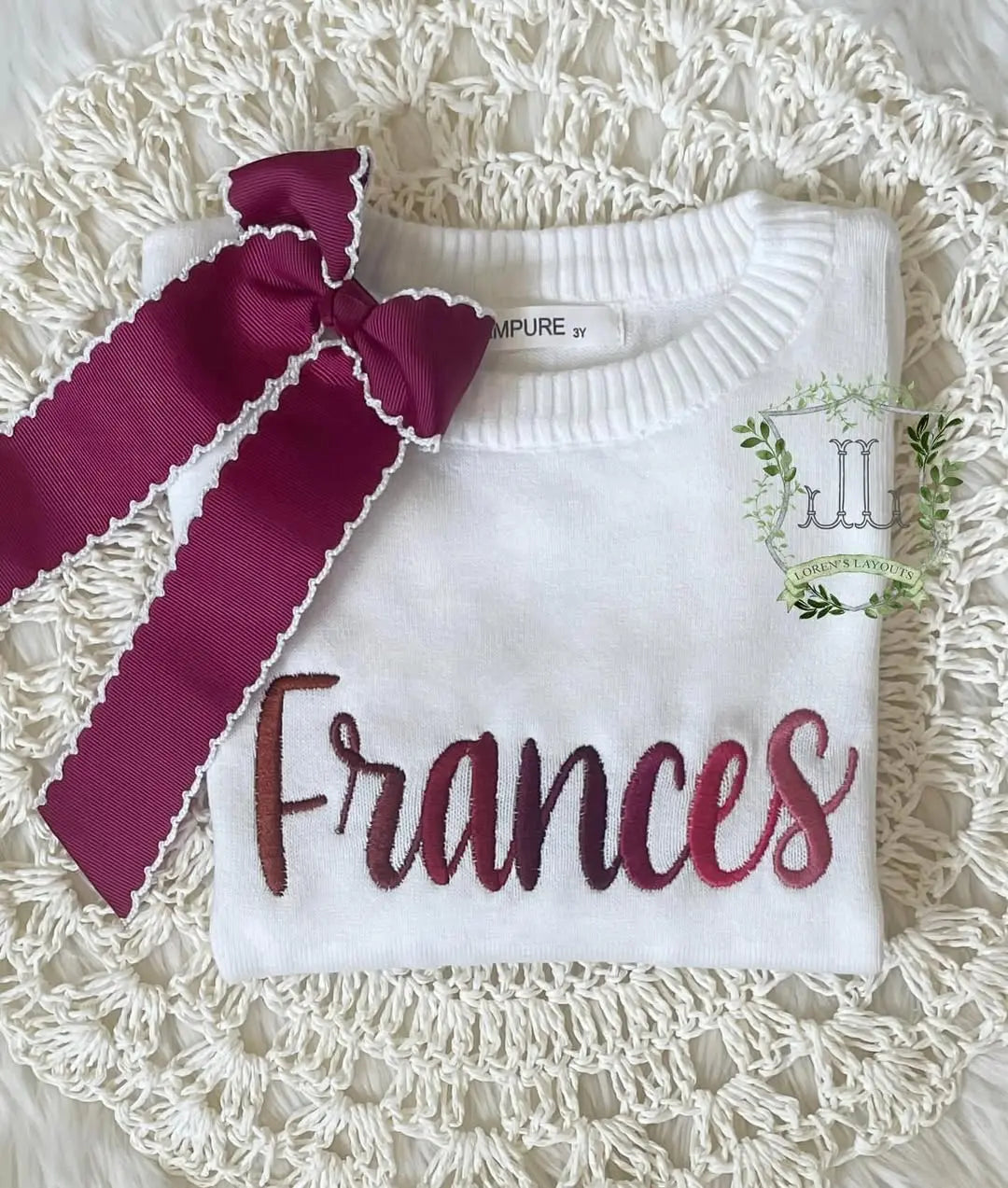 Unisex Kids Crewneck Cotton Knit Long Sleeve Sweaters Pink Poodle Designz