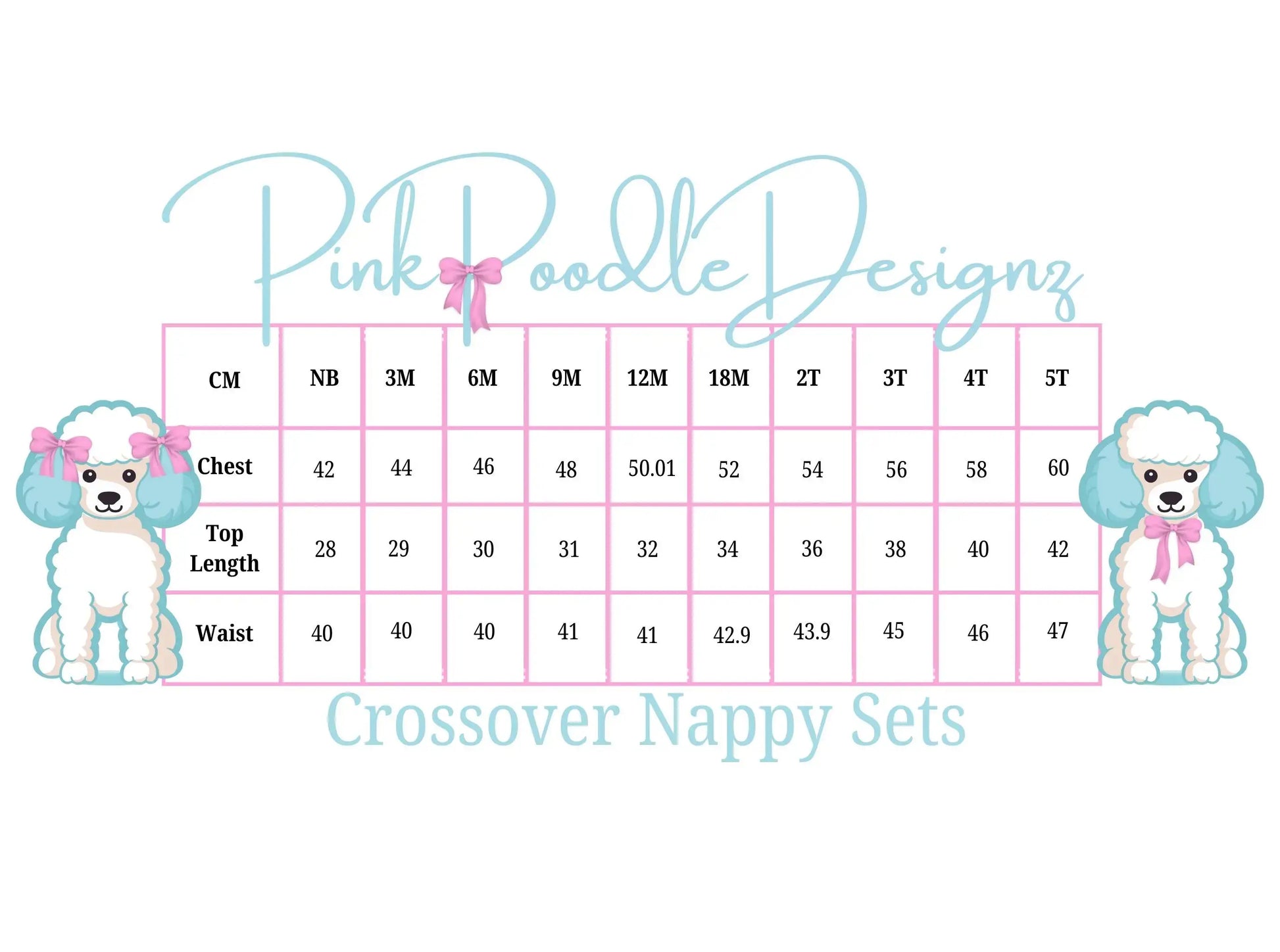 White Crossover Nappy Diaper Sets Pink Poodle Designz
