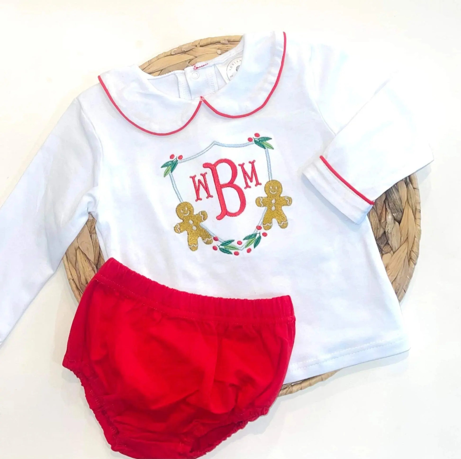Infant Boy’s Red/White Diaper Set Adriana's Blanks