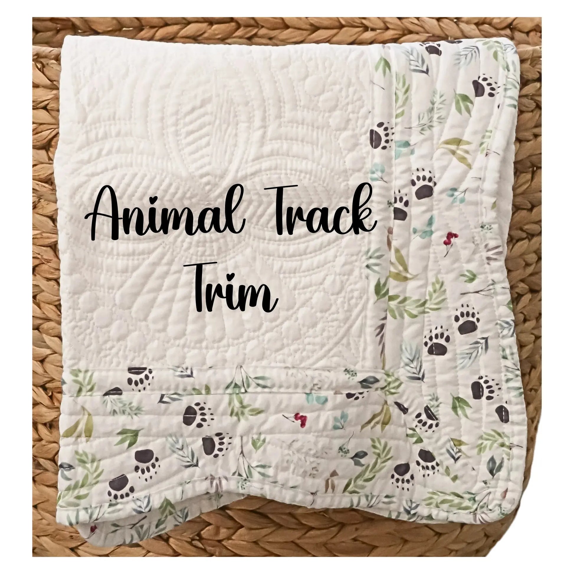 White Heirloom Quilt With Decorative Patterned Trim pinkpoodledesignz