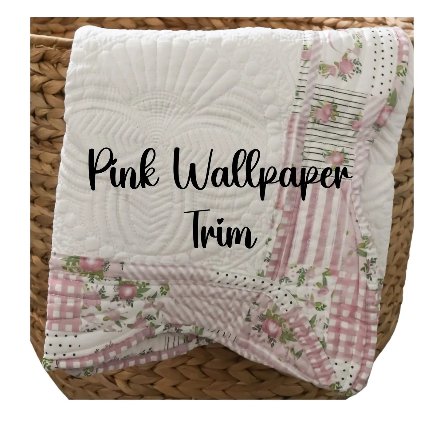 White Heirloom Quilt With Decorative Patterned Trim pinkpoodledesignz