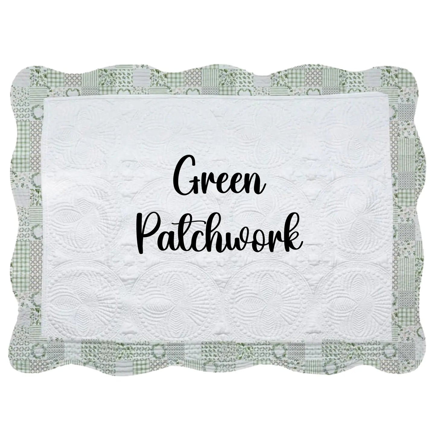 White Heirloom Quilt With Decorative Patterned Trim pinkpoodledesignz