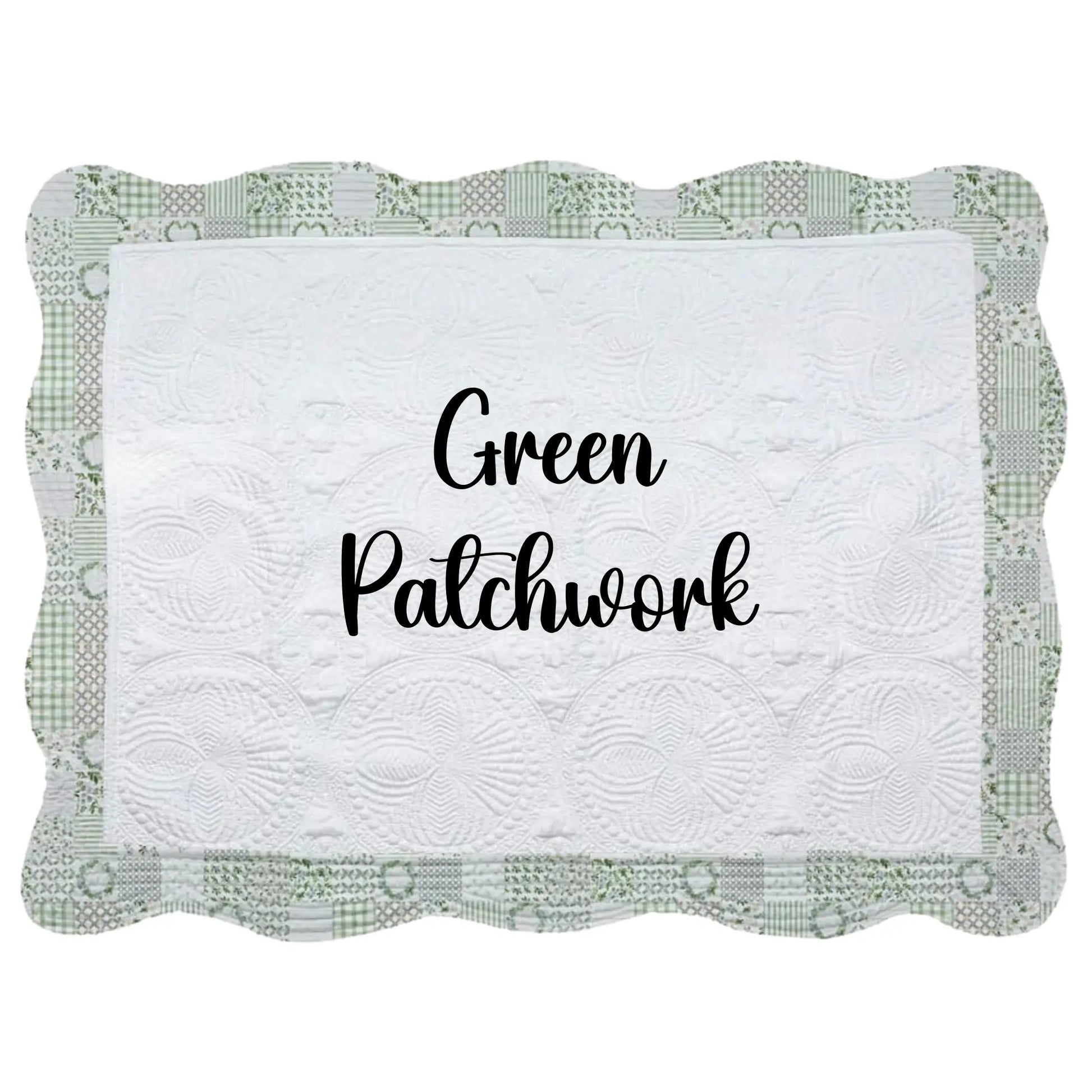 White Heirloom Quilt With Decorative Patterned Trim pinkpoodledesignz