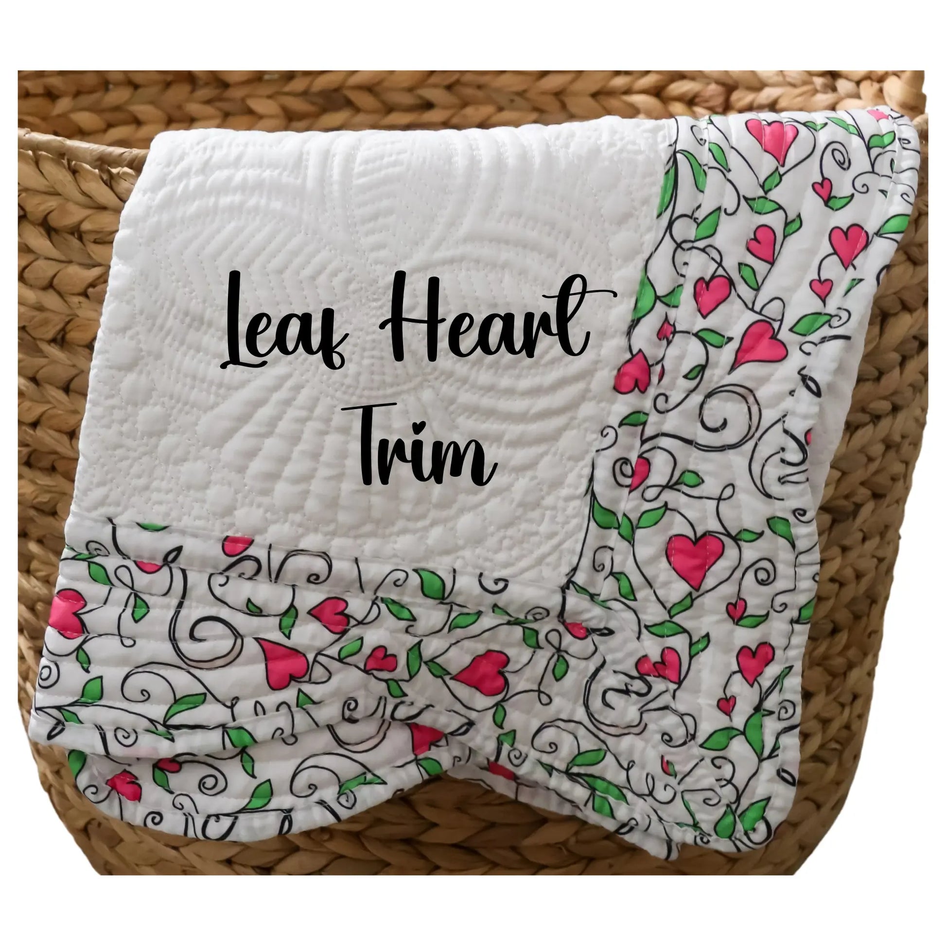 White Heirloom Quilt With Decorative Patterned Trim pinkpoodledesignz