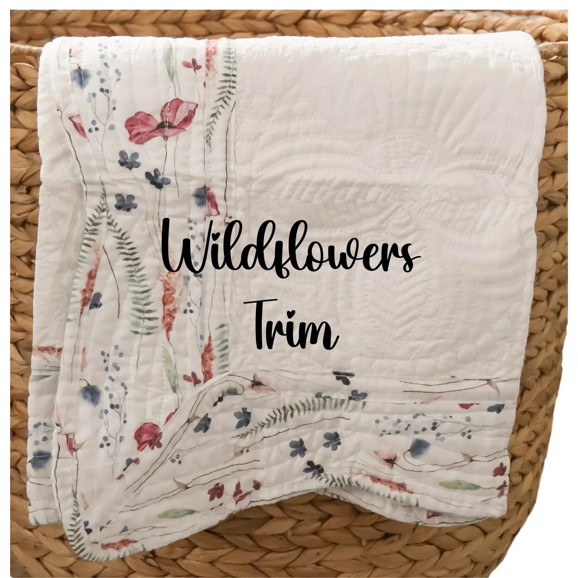 White Heirloom Quilt With Decorative Patterned Trim pinkpoodledesignz