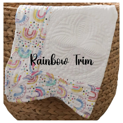 White Heirloom Quilt With Decorative Patterned Trim pinkpoodledesignz