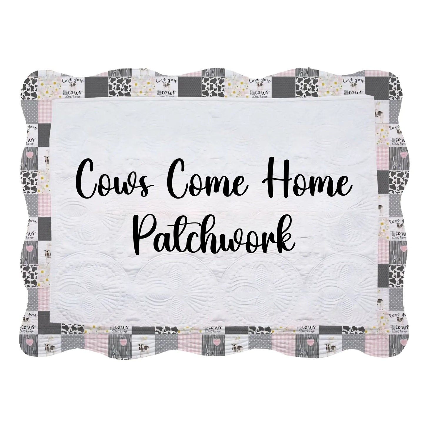 White Heirloom Quilt With Decorative Patterned Trim pinkpoodledesignz