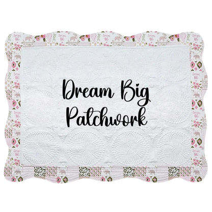 White Heirloom Quilt With Decorative Patterned Trim pinkpoodledesignz