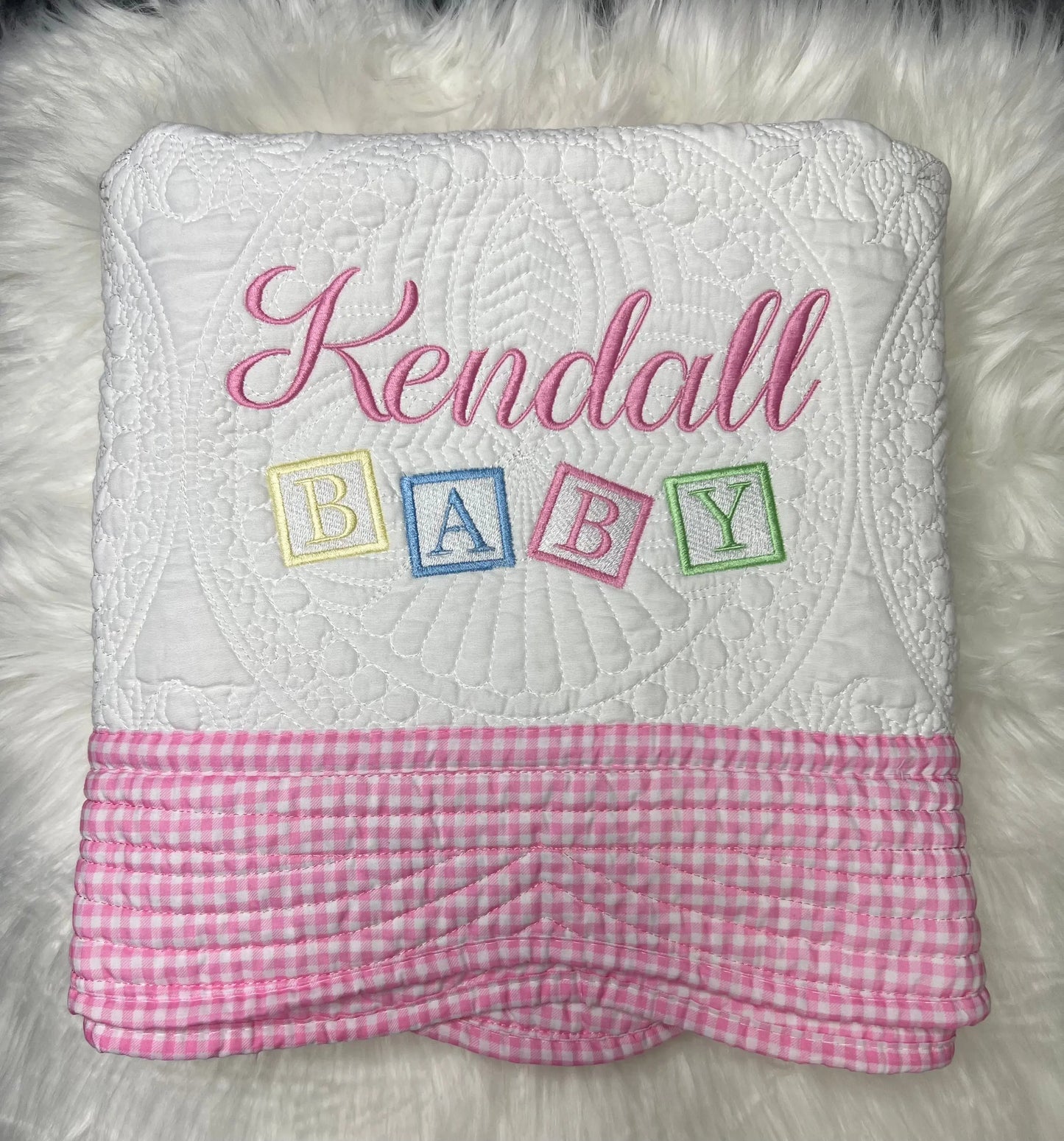 White Heirloom Quilt With Decorative Trim pinkpoodledesignz