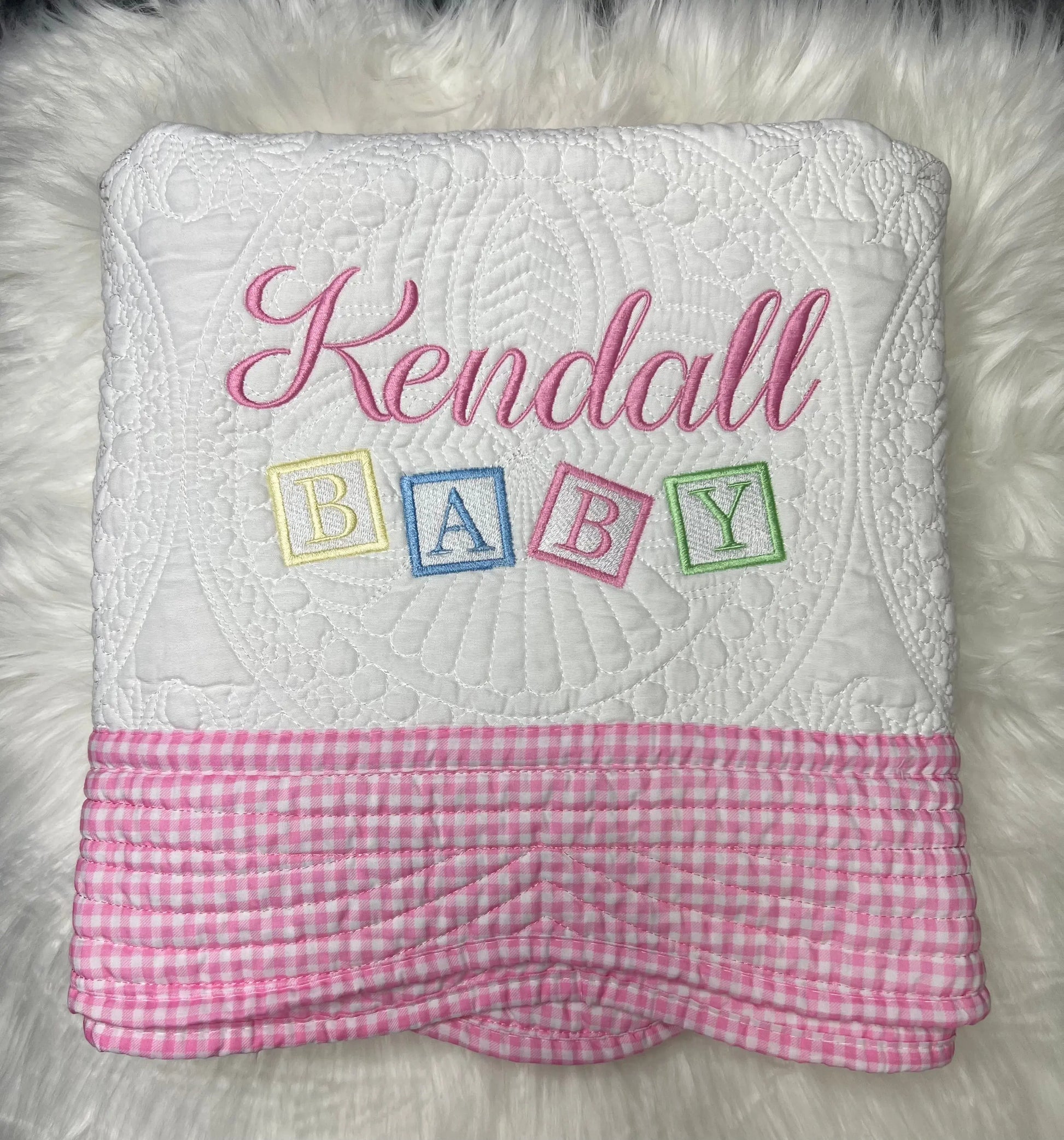 White Heirloom Quilt With Decorative Trim pinkpoodledesignz